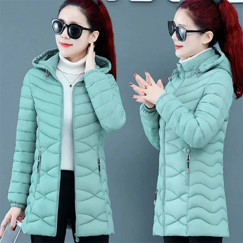 

6XL 2024 Новая мода тонкая женская зимняя куртка с хлопковой подкладкой теплые плотные женские пальто средней длины парки женские куртки верхняя одежда