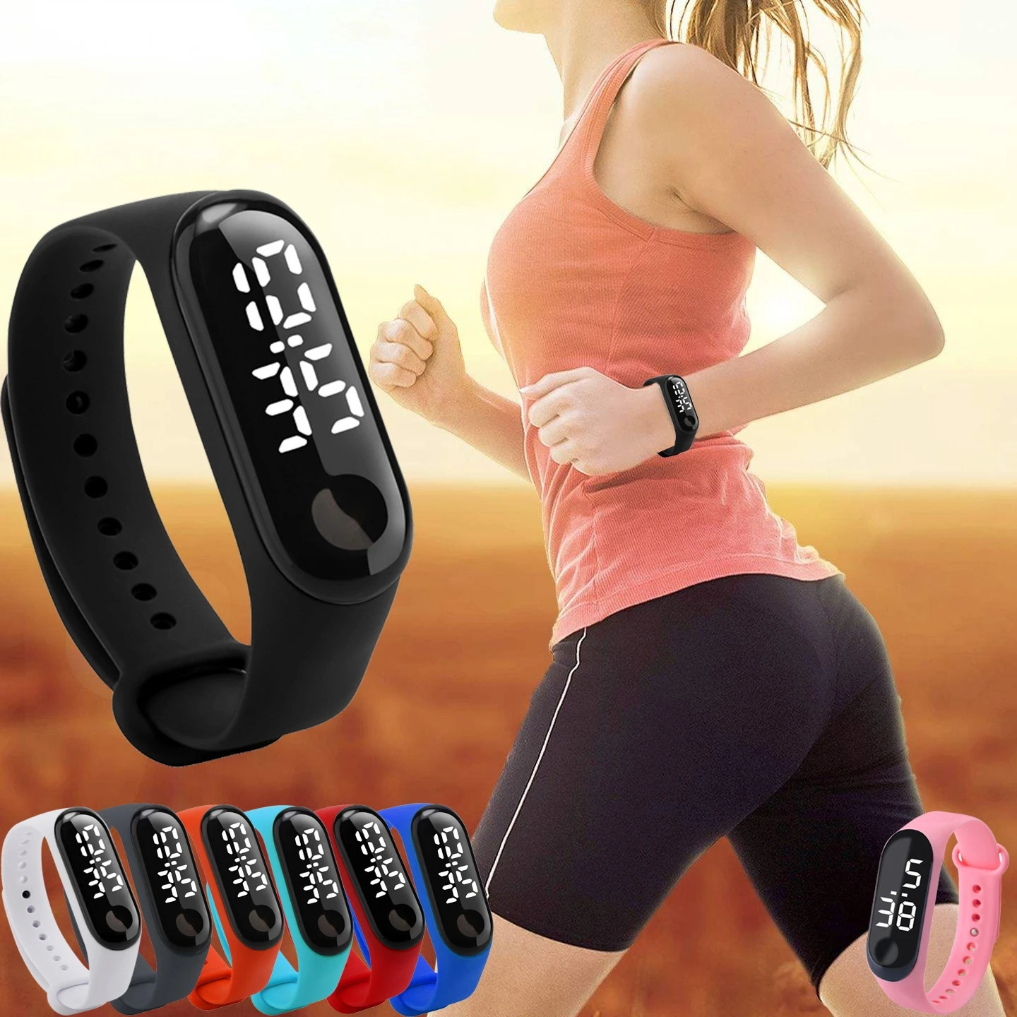 

New Led Waterproof Wristwatch Fitness Color Screen Smart Sport Bracelet Activity Running Tracker for Men Women Silicone Watch