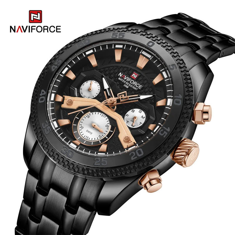 

Бренд NAVIFORCE, оригинальные мужские классические часы, водонепроницаемые, ремешок из нержавеющей стали, светящиеся кварцевые наручные часы, Relogio Masculino