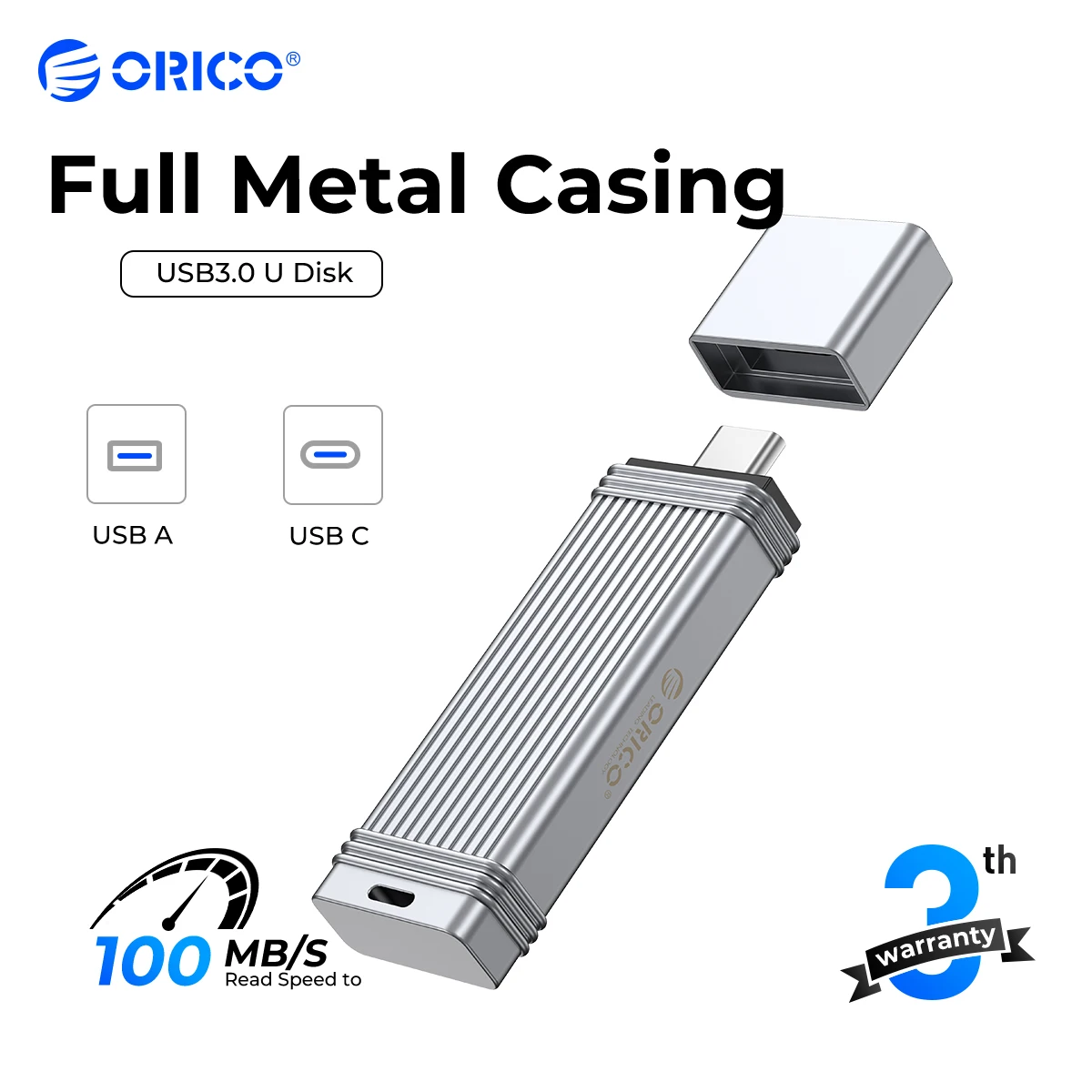 

ORICO USB 3.2 USB Flash Drives 32GB 64GB 128GB 256GB Pen Drive Memory Stick Metal U Disk Mini Pendrive for Type-C USB A Devices