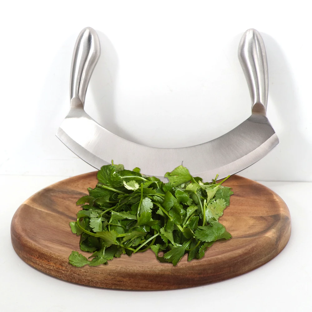 Jaswehome Mezzaluna Vegetable Chopper Acacia Wooden Curved Board Cutting Board Mincing Knife Herb Board Salad Cleaver
Jaswehome Mezzaluna Vegetable Chopper Acacia Wooden Curved Board Cutting Board Mincing Knife Herb Board Salad Cleaver