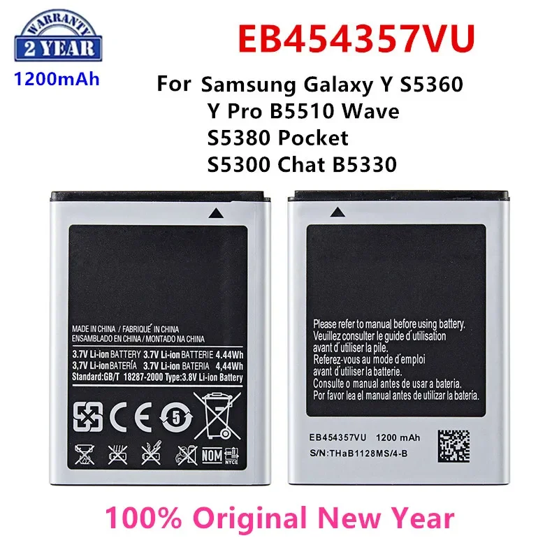 Оригинальный аккумулятор SAMSUNG EB454357VU 1200 мАч для Samsung Galaxy Y S5360 Y Pro B5510 Wave S5380 Pocket S5300 Chat B5330
Оригинальный аккумулятор SAMSUNG EB454357VU 1200 мАч для Samsung Galaxy Y S5360 Y Pro B5510 Wave S5380 Pocket S5300 Chat B5330