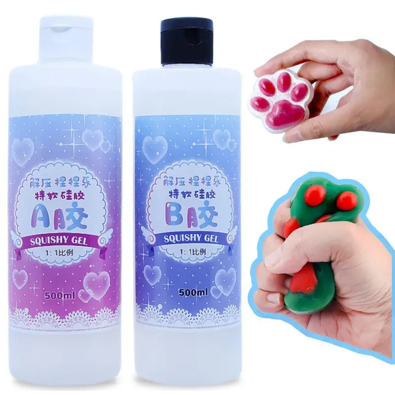 

1:1 AB Epoxy Resin Glue Squishy Gel Soft Liquid Silicone Mold Decompression Toys Gift Squeezing Toy Resin Glue 100/240/500/1000g