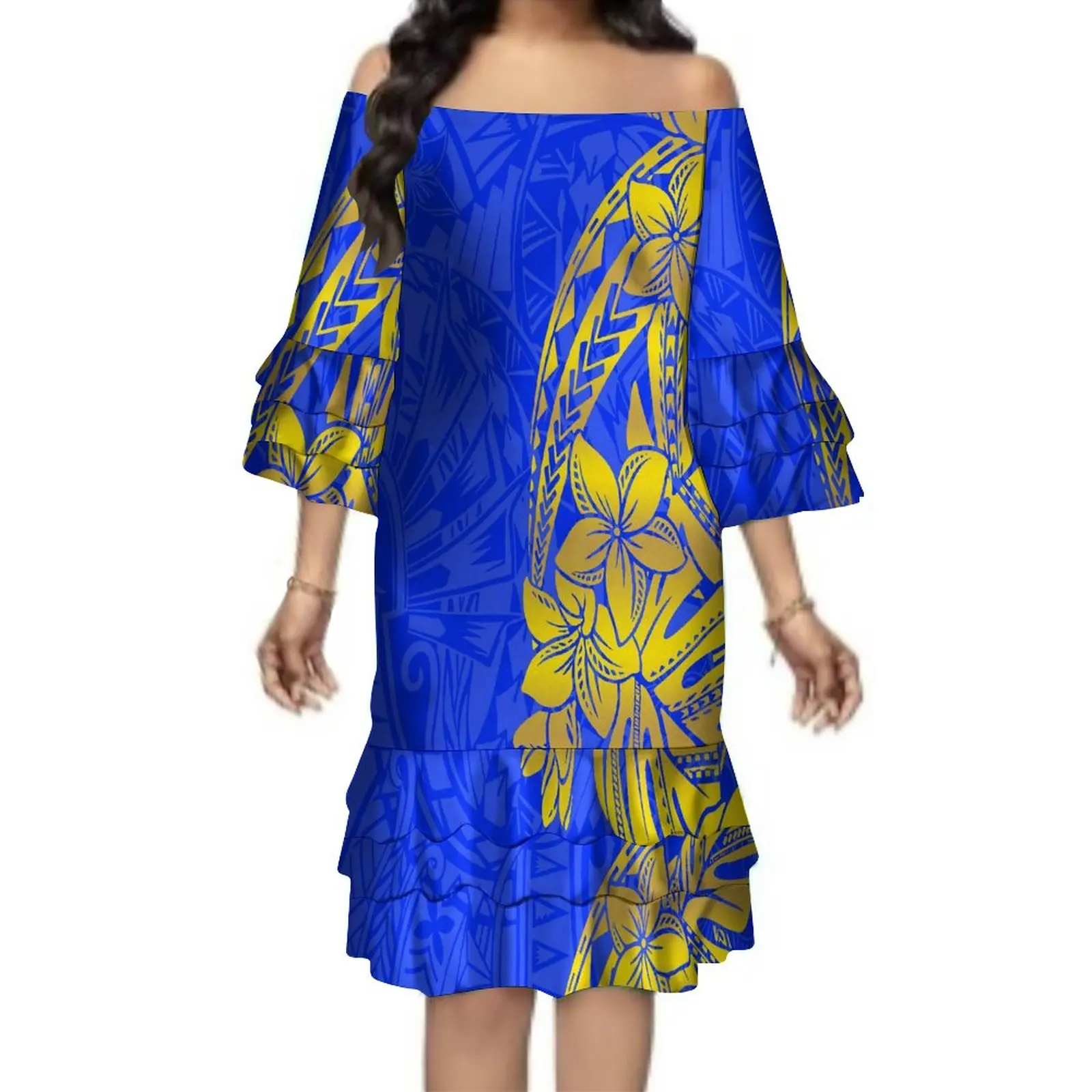 2023 New Women's Dress Multi-Layer Ruffled Short Sleeve Dress High Quality Fabric Skirt Polynesian Tribal Style Custom
2023 New Women's Dress Multi-Layer Ruffled Short Sleeve Dress High Quality Fabric Skirt Polynesian Tribal Style Custom