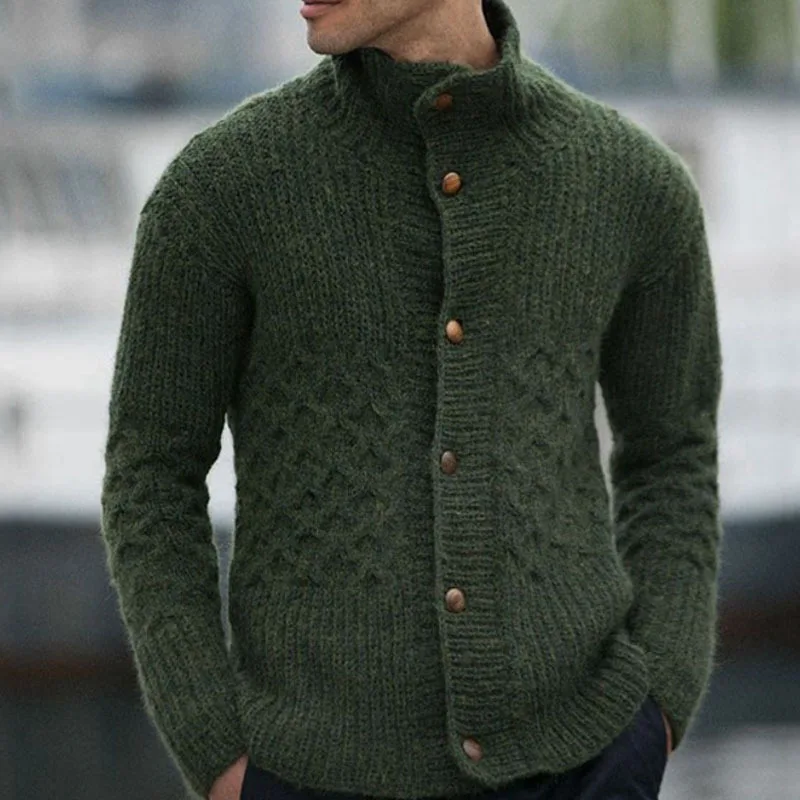Men's Long Sleeved High Neck Solid Color Cardigan Jacket Autumn And Winter Simple Casual Single Breasted Cardigan Sweater Cloth
Men's Long Sleeved High Neck Solid Color Cardigan Jacket Autumn And Winter Simple Casual Single Breasted Cardigan Sweater Cloth