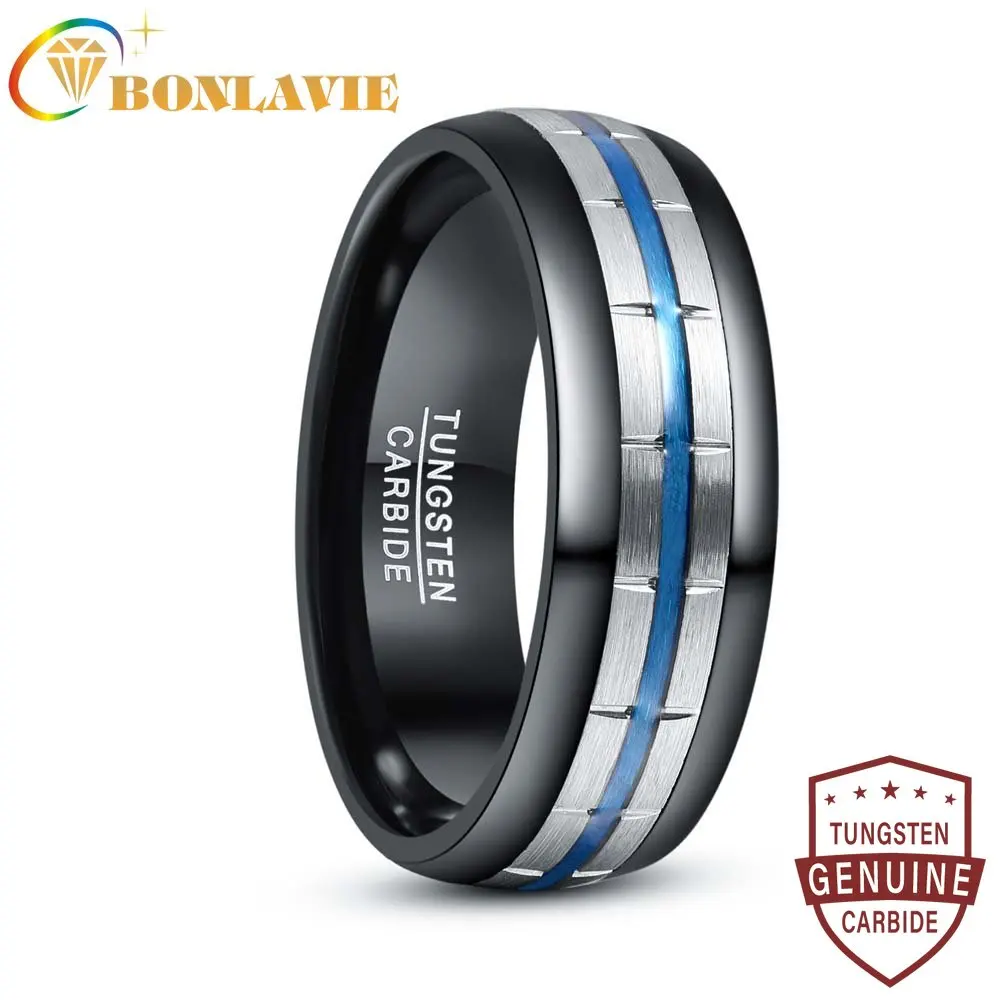 BONLAVIE 8mm Electroplated Black Blue Channel Tungsten Carbide Ring for Men Wedding Bands Jewelry Lovers Gift Size 7-12
BONLAVIE 8mm Electroplated Black Blue Channel Tungsten Carbide Ring for Men Wedding Bands Jewelry Lovers Gift Size 7-12