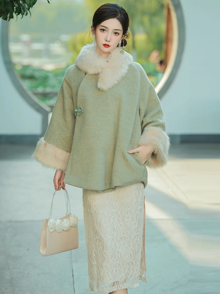 Autumn and Winter Cheongsam Shawl Outer Match Coat Ancient Style Coat Fleece-Lined Thickened Short Top for Women
Autumn and Winter Cheongsam Shawl Outer Match Coat Ancient Style Coat Fleece-Lined Thickened Short Top for Women