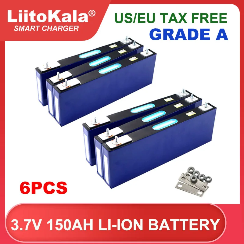 6pcs 3.7v 150Ah Lithium battery 4.2v Power cell for 12v 24v electric vehicle Off-grid Solar Wind Large single Tax Free Liitokala
6pcs 3.7v 150Ah Lithium battery 4.2v Power cell for 12v 24v electric vehicle Off-grid Solar Wind Large single Tax Free Liitokala