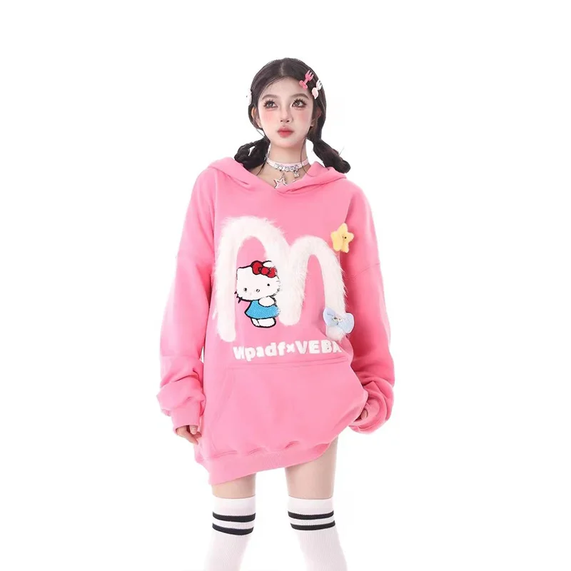 Kawaii Hellokitty Hoodie Sanrio Women's Embroidered Fall and Winter Loose and Fluffy Lazy Hoodie
Kawaii Hellokitty Hoodie Sanrio Women's Embroidered Fall and Winter Loose and Fluffy Lazy Hoodie