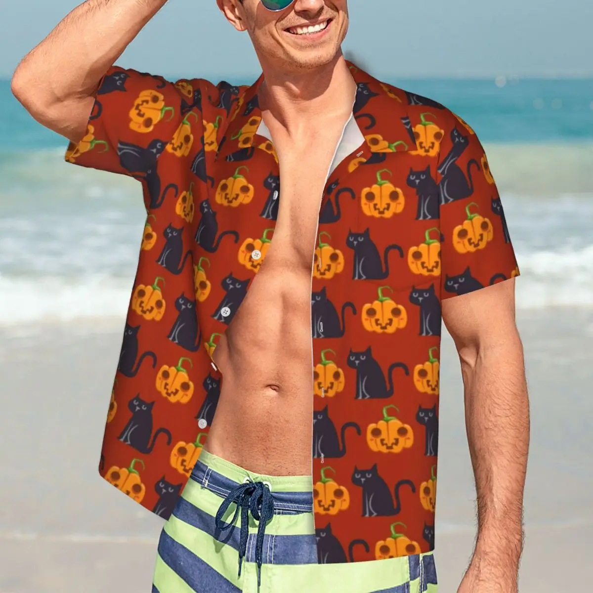 Halloween Cats Beach Shirt Cute Pumpkins Print Summer Casual Shirts Man Loose Blouses Short Sleeve Comfortable Printed Clothing
Halloween Cats Beach Shirt Cute Pumpkins Print Summer Casual Shirts Man Loose Blouses Short Sleeve Comfortable Printed Clothing