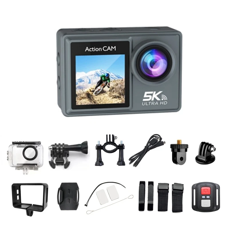 Wifi Anti-Shake Action Camera 30M Waterproof Sport Camera With Remote Control 5K 30FPS Dual Screen 170° Wide Angle As Shown ABS
Wifi Anti-Shake Action Camera 30M Waterproof Sport Camera With Remote Control 5K 30FPS Dual Screen 170° Wide Angle As Shown ABS