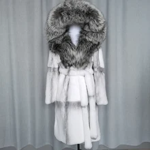 2023 Hot Sales Female Natural Real Fur Coat Rex Rabbit Fur Jacket Woman Fox Fur Collar Luxury Outerwear Thick Warm Overcoat