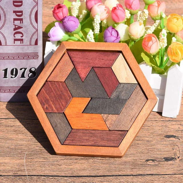 Puzzles en bois pour enfants et adultes, jeu de QI, jouets pour enfants, planche de tangram, teaser le cerveau Montessori, cadeaux 1