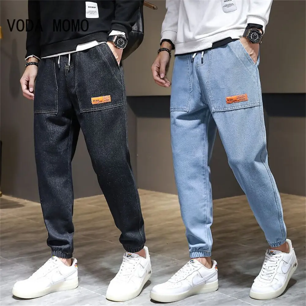 

Mens Jeans Harem Pants Fashion Pockets Desinger Loose fit Baggy Moto Jeans Men Stretch Retro Streetwear Relaxed Tapered Jeans