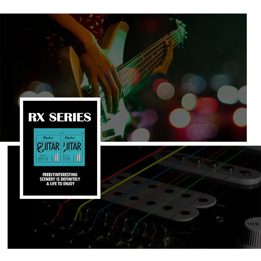 Orphee RX15-C Colourful Electric Guitar Strings RX Series Practiced Hexagonal Carbon Steel Light 009-042 For Guitar Parts 
Orphee RX15-C Colourful Electric Guitar Strings RX Series Practiced Hexagonal Carbon Steel Light 009-042 For Guitar Parts