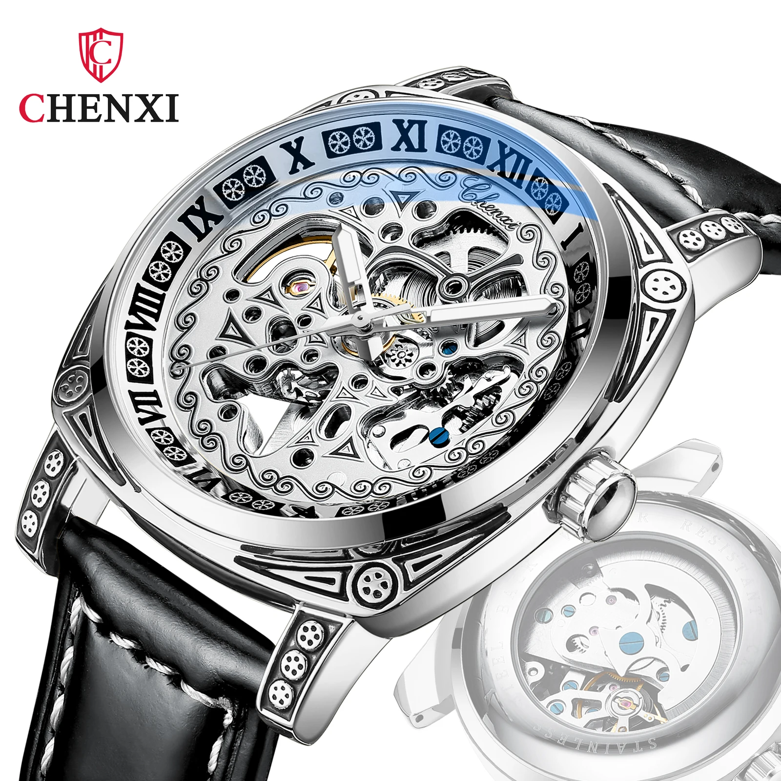 CHENXI Brand Man Watches Automatic Mechanical Business Watch Men Skeleton Luxury Fashion Waterproof Sport Luminous Wristwatches
CHENXI Brand Man Watches Automatic Mechanical Business Watch Men Skeleton Luxury Fashion Waterproof Sport Luminous Wristwatches