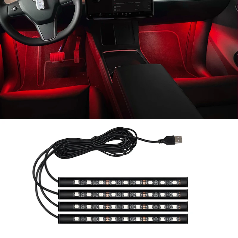 

2024 New Led Car Ambient Light USB Cigarette Interface Foot Pad Light Decoration Atmosphere Neon Lamps Auto Interior Accessories