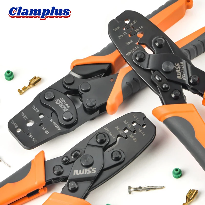 

IWS-1424A/1424B/1420D Non-Insulated Open Barrel Terminals Crimping Pliers Weather Pack Sealed Connector Wire Crimper Tool Clamp