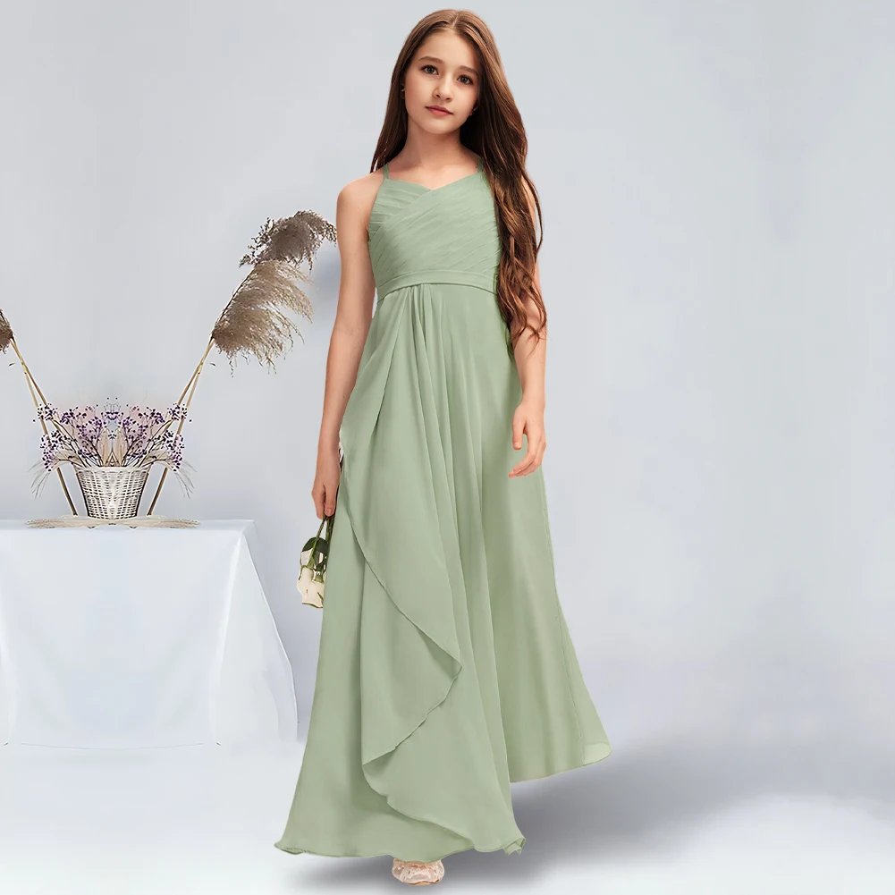 A-line V-Neck Floor-Length Chiffon Junior Bridesmaid Dress With Cascading Ruffles Celadon Flower Girl Dress for Wedding Teens
A-line V-Neck Floor-Length Chiffon Junior Bridesmaid Dress With Cascading Ruffles Celadon Flower Girl Dress for Wedding Teens
