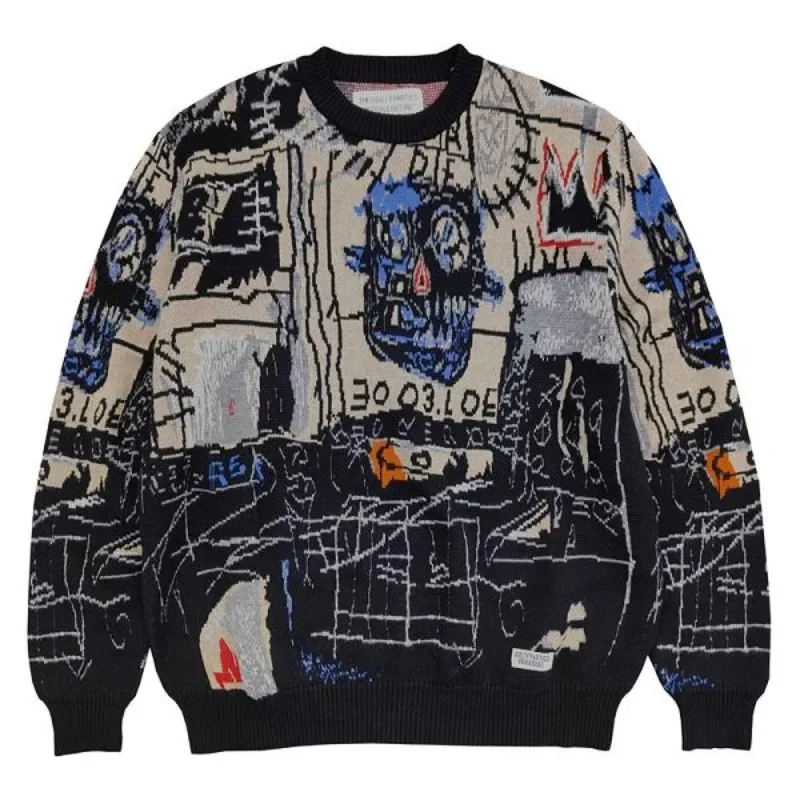 New O-Neck Full Graffiti Jacquard WACKO MARIA Sweater Men Women Casual Knitted Sweatshirts Hip hop
New O-Neck Full Graffiti Jacquard WACKO MARIA Sweater Men Women Casual Knitted Sweatshirts Hip hop