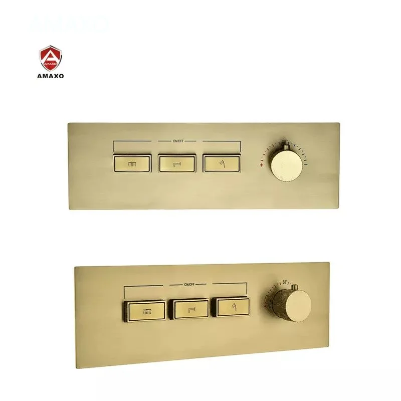 AMAXO Gold Three Way Embedded Valves Bath Shower Mixer Shower Valve Thermostatic For Bathroom
AMAXO Gold Three Way Embedded Valves Bath Shower Mixer Shower Valve Thermostatic For Bathroom