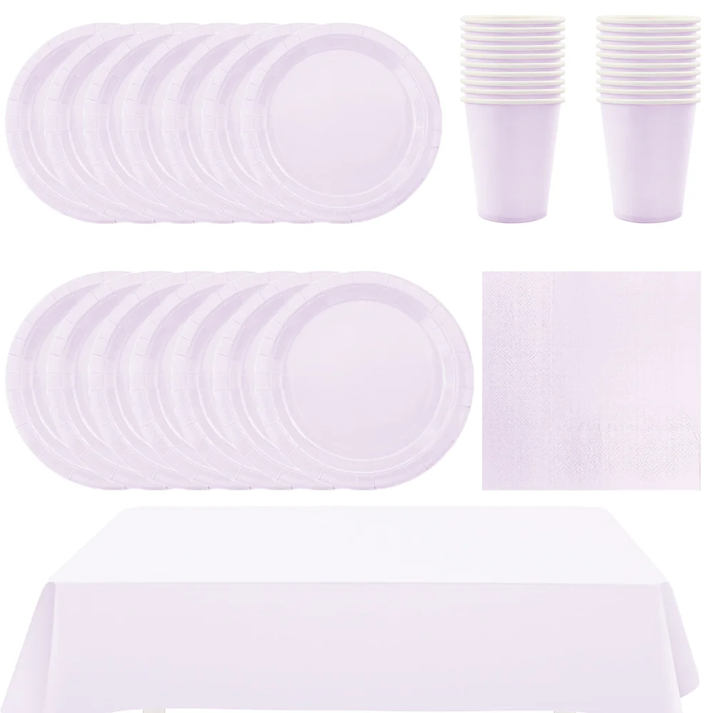 

Однотонные искусственные фиолетовые наборы, украшения для дня рождения, одноразовая посуда, бумажные салфетки, чашки, тарелки, скатерти, товары для одежды
