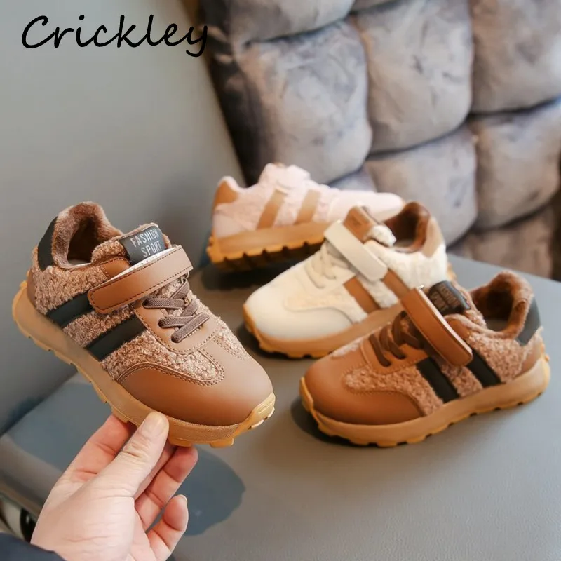 Winter Striped Girls Boy's Sports Shoes Patchwork Hook Loop Children Sneakers Fashion Plush Warm Non Slip Kids Running Shoes
Winter Striped Girls Boy's Sports Shoes Patchwork Hook Loop Children Sneakers Fashion Plush Warm Non Slip Kids Running Shoes