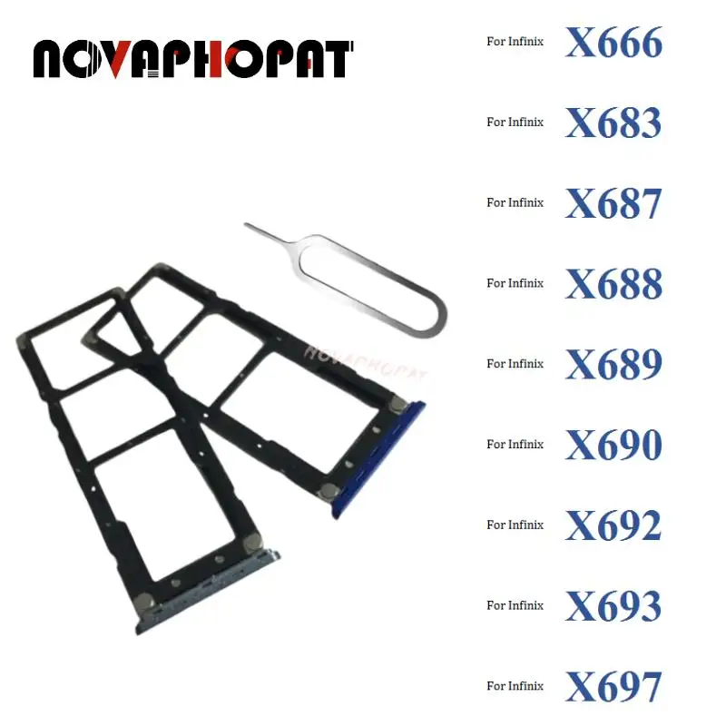 

Novaphopat Black SIM Card Tray For Infinix X666 X683 X687 X688 X689 X690 X692 X693 X697 Sim Holder Slot Adapter Reader