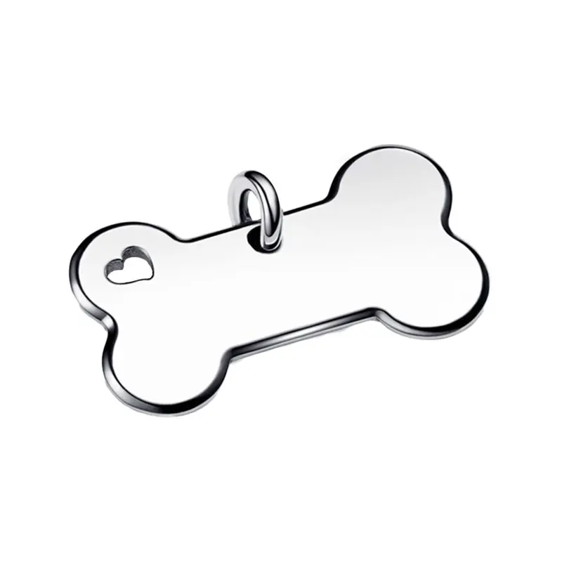 

Engravable Dog Bone Pet Collar Tag Charms For Women Cut Out Heart 925 Sterling Silver Fine Jewelry Making DIY Original Bracelets