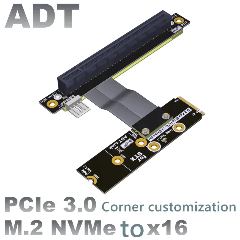 

М. 2 NVMe key M-PCI-E X16 угловой Удлинительный Кабель-адаптер, полоса пропускания скорости: PCIe 3,0x4 gen3 32G/bps