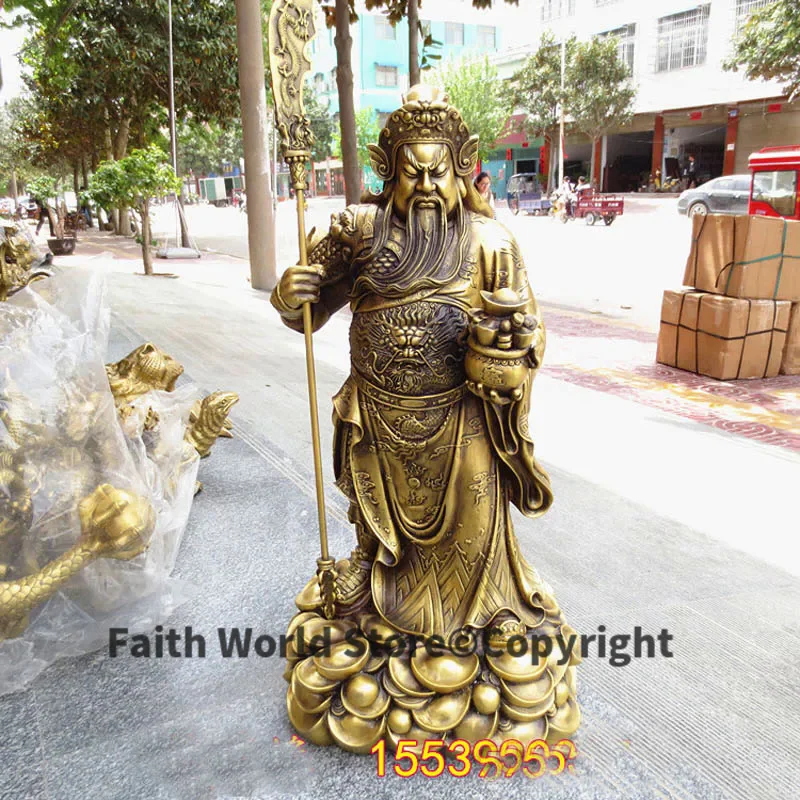 

Huge Home SHOP Company Club Talisman Money Drawing bring wealth Good luck God of wealth Guan gong BRASS Sculpture 68CM Large