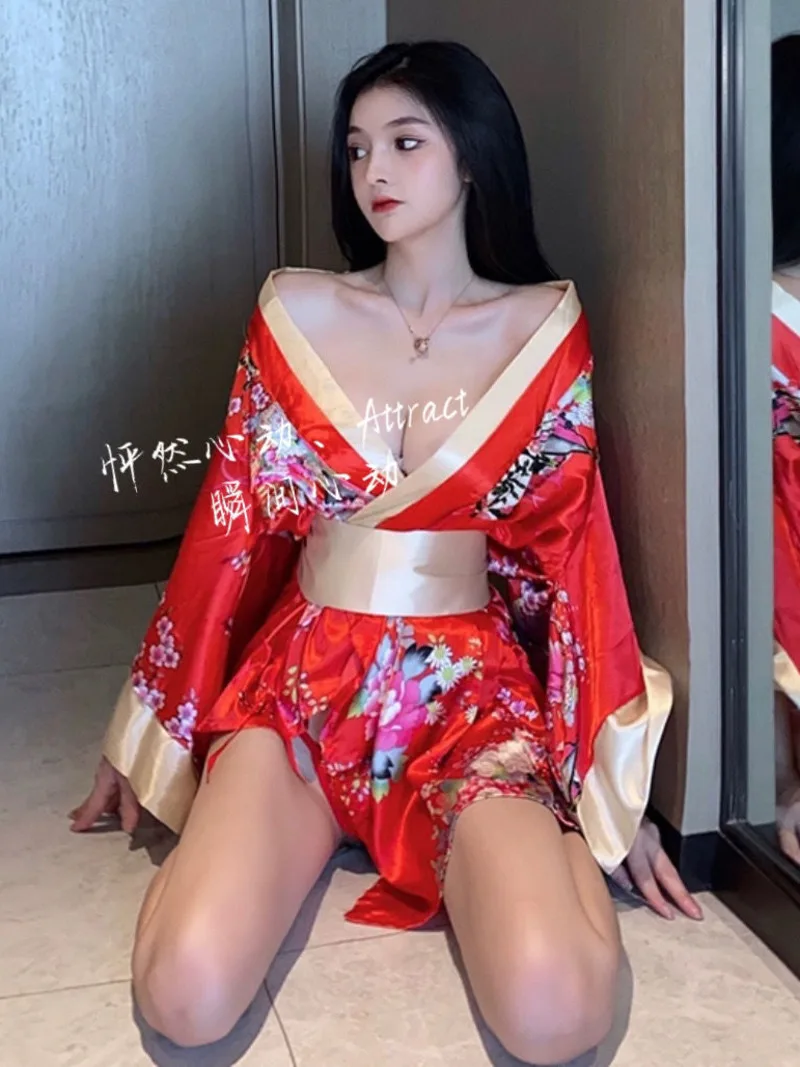

Lingerie Sexy Women's Cardigan Low Cut Kimono Cosplay Night Club Stage Dress Elegant Fashion Sweet Women Tops 2023 New PKU8