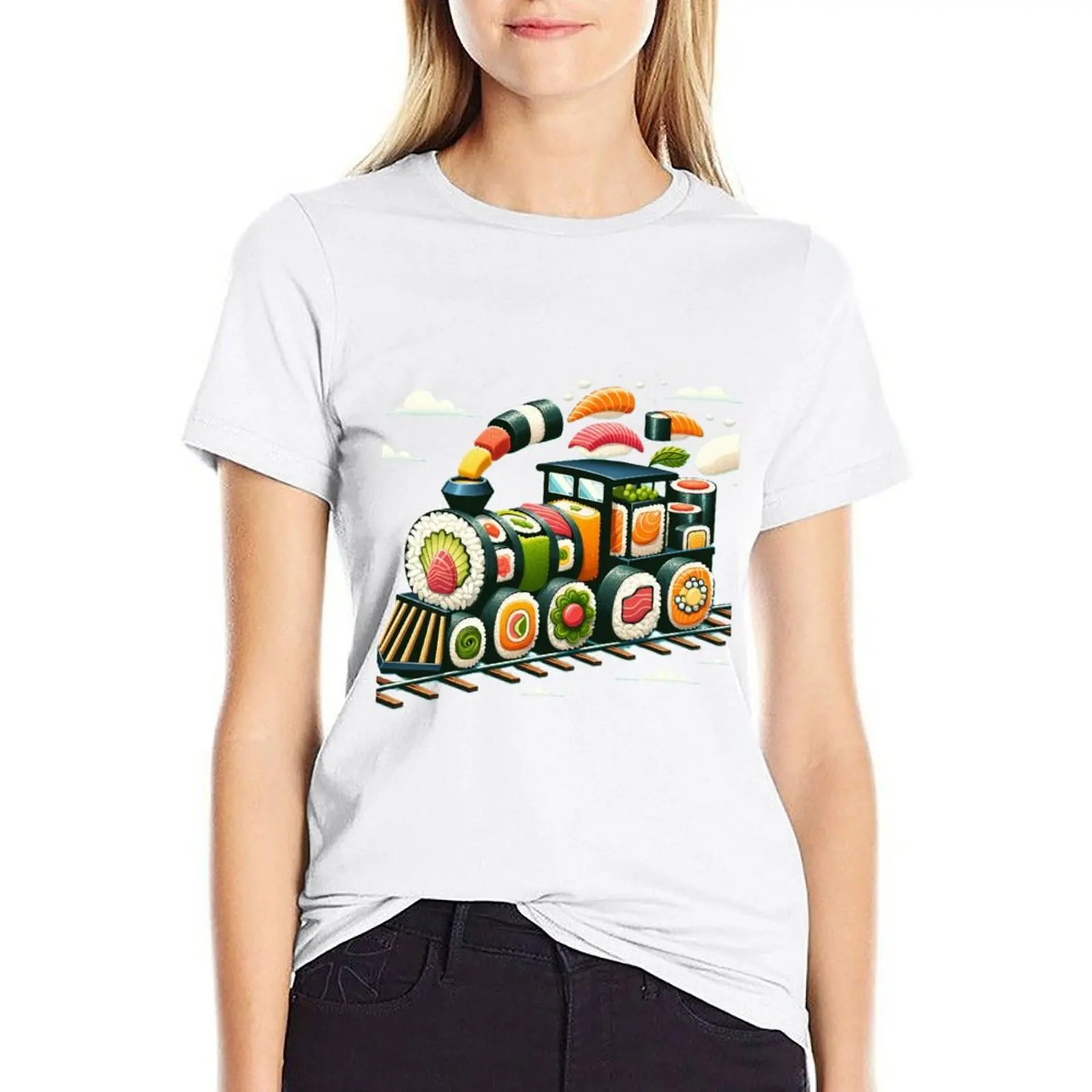 Sushi Train T-shirt cute tops summer top anime clothes workout shirts for Women
Sushi Train T-shirt cute tops summer top anime clothes workout shirts for Women