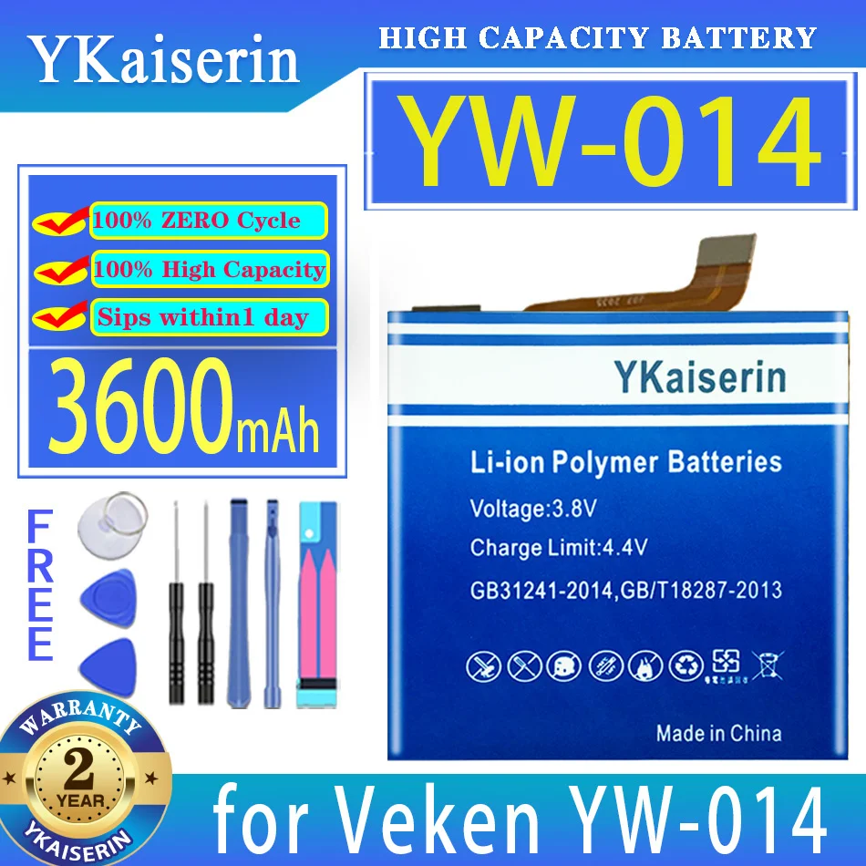 

YKaiserin Battery 3100mAh/3600mAh for Veken YW-014 YW014 YW-011 YW011 Bateria