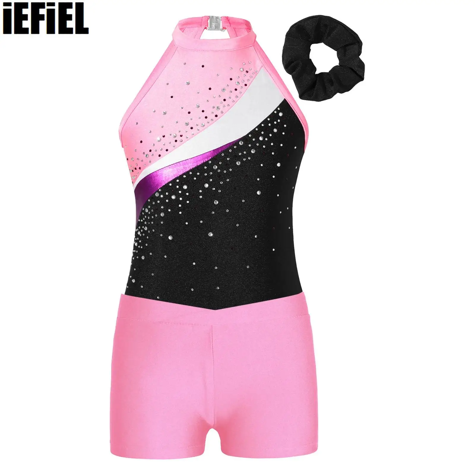 Kids Girls Patchwork Dance Set Rhinestones Decorated Leotard with Hair Band Waistband Shorts for Gymnastics Workout
Kids Girls Patchwork Dance Set Rhinestones Decorated Leotard with Hair Band Waistband Shorts for Gymnastics Workout