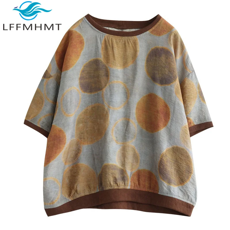Polka Dot Print Vintage Cotton Linen T-Shirt For Women Summer New Trendy Loose Casual Short Sleeve Tops Soft Cozy Thin Daily Tee
Polka Dot Print Vintage Cotton Linen T-Shirt For Women Summer New Trendy Loose Casual Short Sleeve Tops Soft Cozy Thin Daily Tee