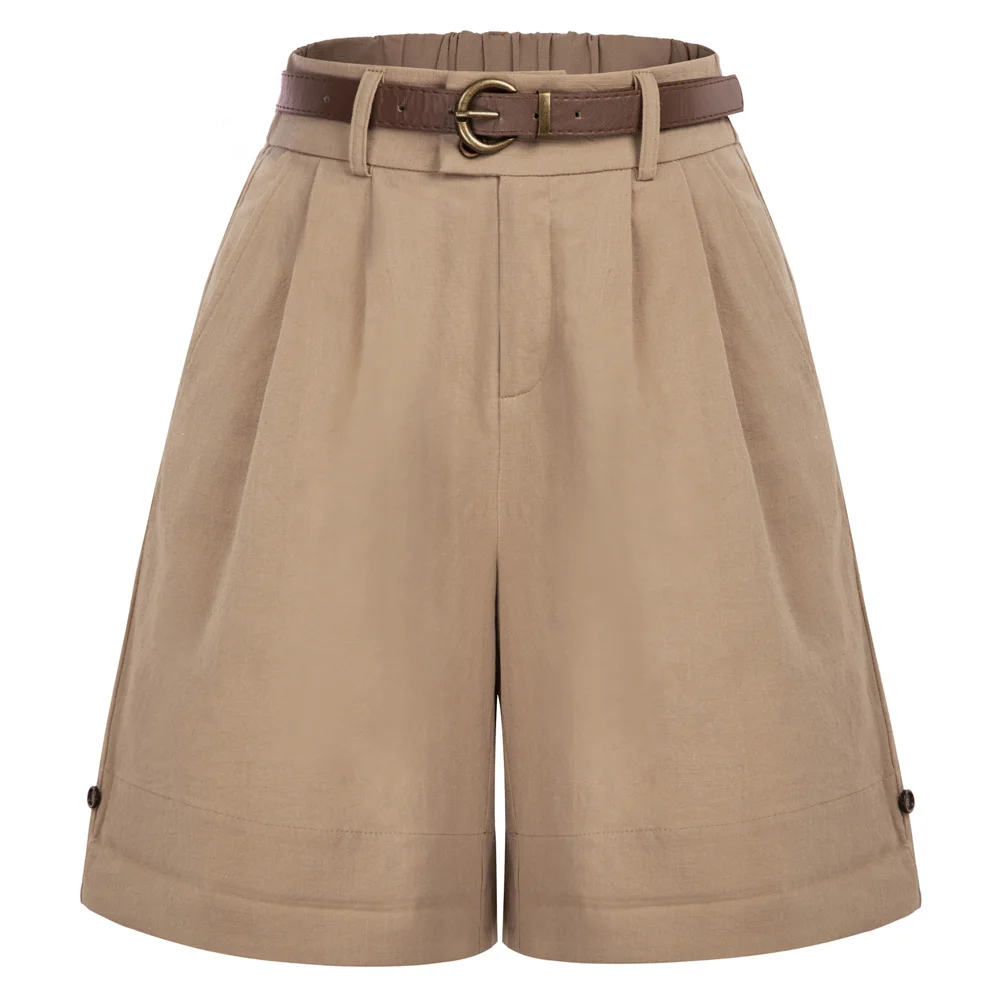 BP Women Shorts Vintage Ruched Cotton Shorts With Belt Summer Casual High Waist Wide-Leg Shorts Elegant With Pockets
BP Women Shorts Vintage Ruched Cotton Shorts With Belt Summer Casual High Waist Wide-Leg Shorts Elegant With Pockets