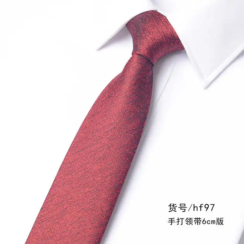 

High Quality Deep red Striped blue Tie Men's Korean Version 6CM Narrow Hand Knotted Bachelor's Clothing Fashion Student Necktie