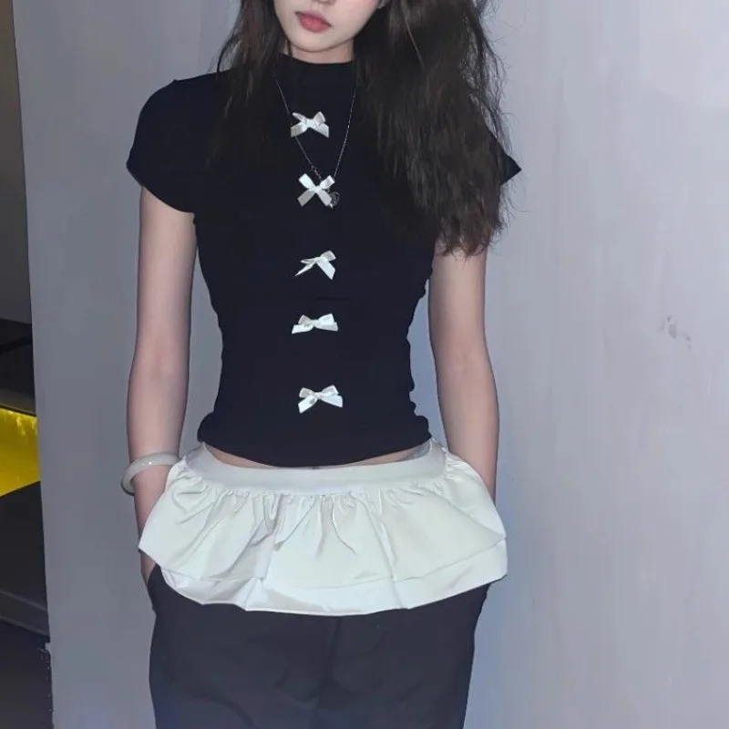 Women's Summer New Fashion Commuter Slim Half High Neck Solid Color Bright Line Decoration Bow Short Sleeve T-shirt Casual Tops
Women's Summer New Fashion Commuter Slim Half High Neck Solid Color Bright Line Decoration Bow Short Sleeve T-shirt Casual Tops