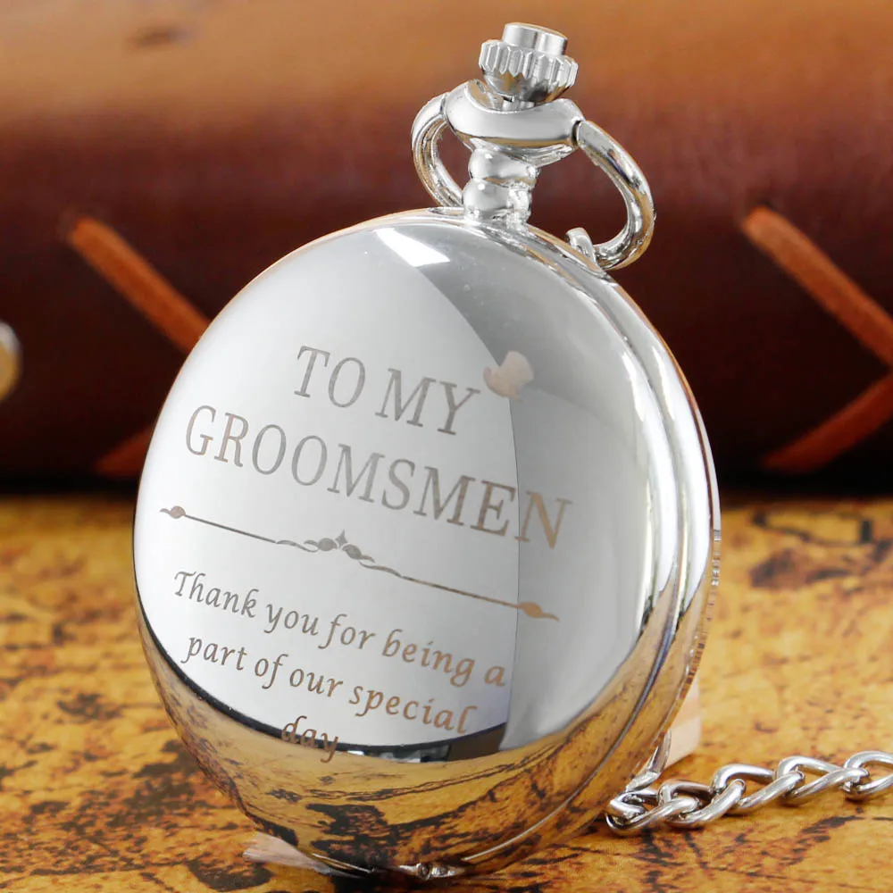 

To My Groomsman Silver/Bronze/Black Quartz Pocket Watch Vintage Casual Fashion Wedding Gifts reloj de bolsillo