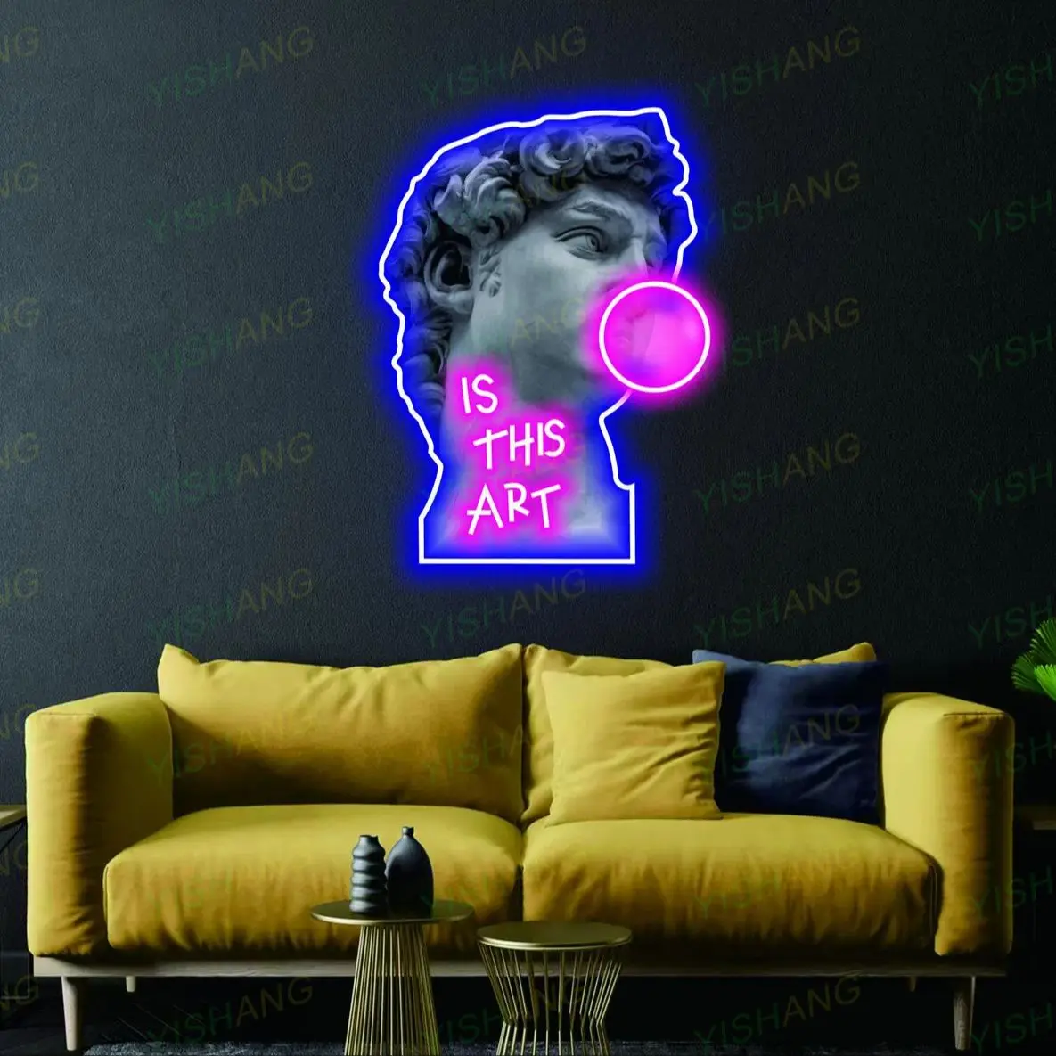 

This Is Not Art David Bubble Gum Neon Sign Illuminate your space with a Michelangelo's David Neon Light Art-inspired Neon Lamp D