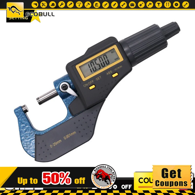 0-25mm 0.001mm Steel Electronic Outside Digit Micrometer Screw Large LCD Screen Digital Vernier Micrometer Caliper Gauge Tool
0-25mm 0.001mm Steel Electronic Outside Digit Micrometer Screw Large LCD Screen Digital Vernier Micrometer Caliper Gauge Tool