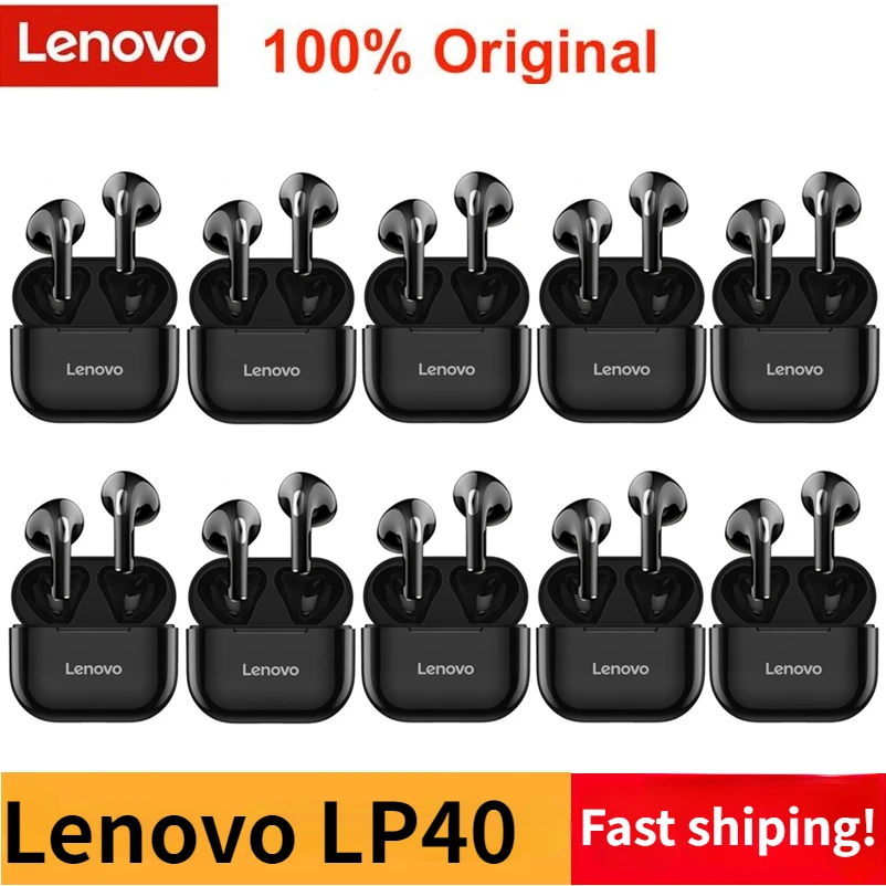 

Беспроводные наушники Lenovo LP40, TWS наушники Bluetooth 5,0, двойные стереонаушники с шумоподавлением, басовая гарнитура, наушники с сенсорным управлением, 300 мАч