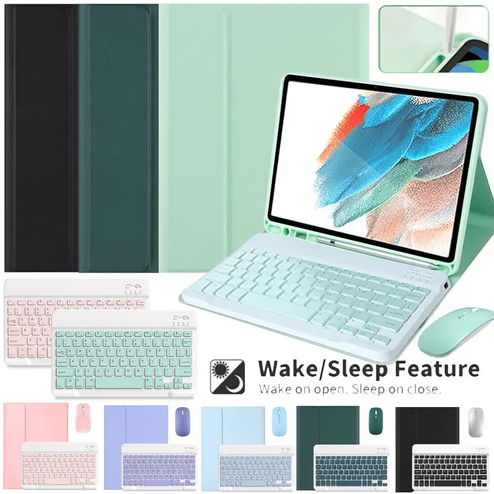 

Яркий Цветной чехол с беспроводной Bluetooth клавиатурой для Samsung Galaxy Tab A9 8,7 дюйма 2023, кожаный чехол с магнитом, чехол для A9 Plus X210