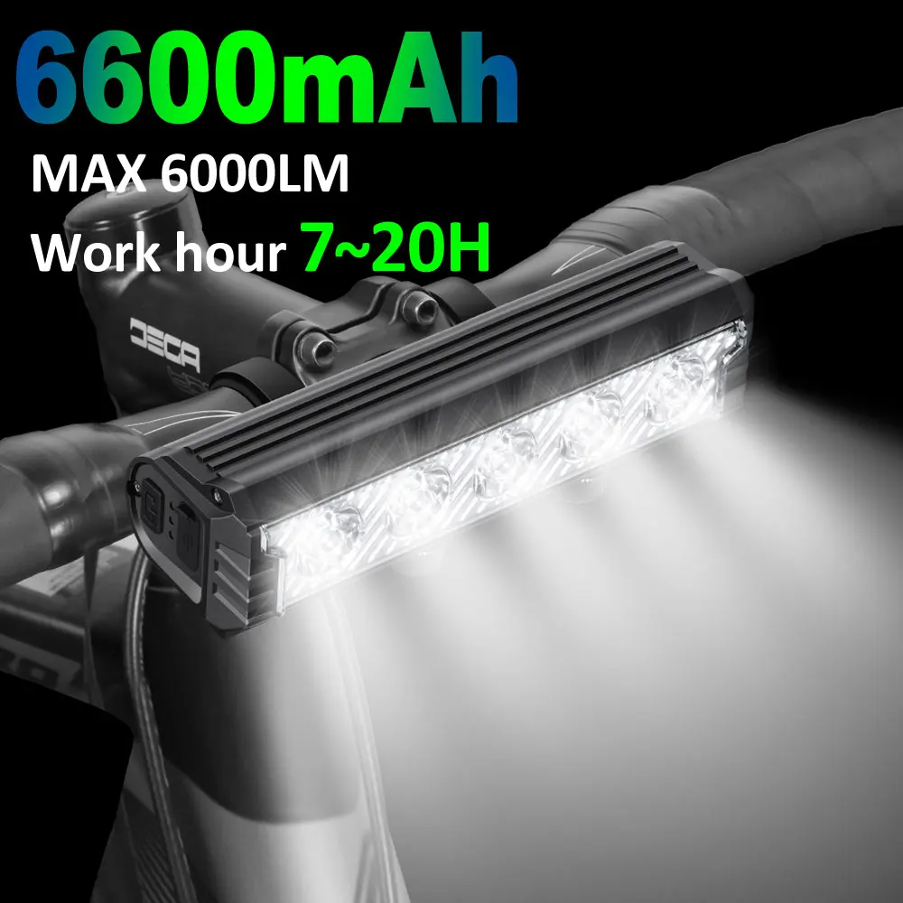 Wholesale Bicycle Light Front 6000Lumen Bike Light 6600mAh Waterproof Flashlight USB Charging MTB Road Cycling Lamp Accessories
Wholesale Bicycle Light Front 6000Lumen Bike Light 6600mAh Waterproof Flashlight USB Charging MTB Road Cycling Lamp Accessories