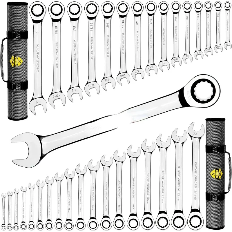 Complete Ratcheting Wrench Set 33pcs -metric and standard - 100% Lifetime Satisfaction Guarantee - Large
Complete Ratcheting Wrench Set 33pcs -metric and standard - 100% Lifetime Satisfaction Guarantee - Large