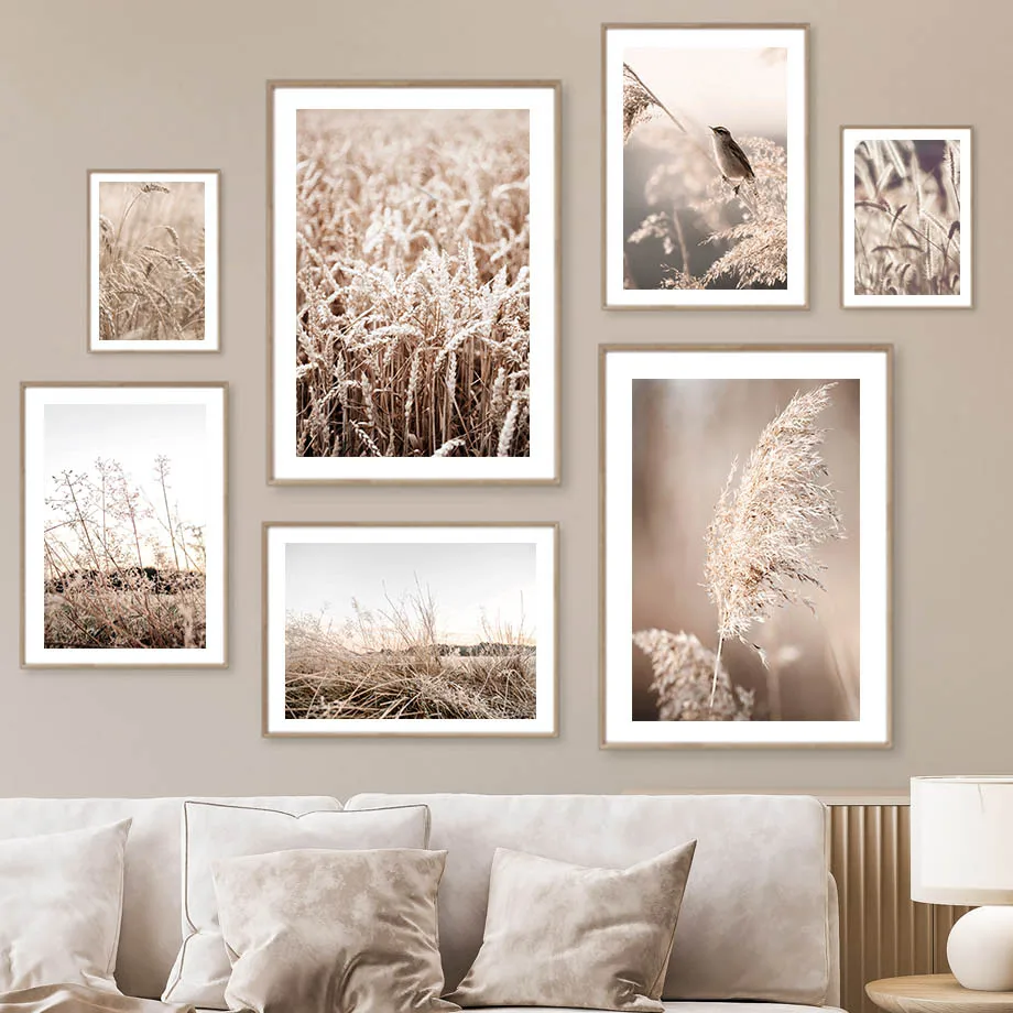 

Autumn Reed Wheat Dried Grass Bird Brown Nordic Posters And Prints Wall Art Canvas Painting Wall Pictures For Living Room Decor