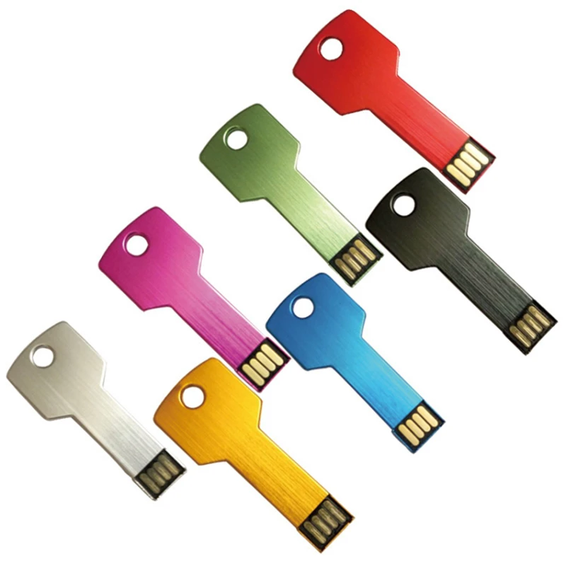 

Free Custom Color Printing LOGO Color Metal Key Model USB2.0 High-speed Flash Drive 4GB 8GB 16GB 32GB 64GB 128GB