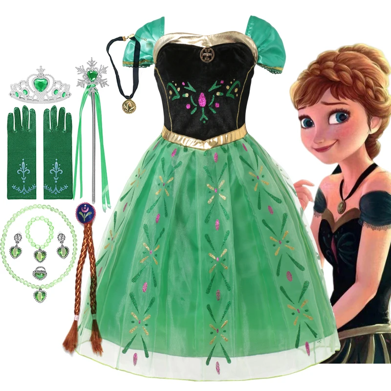

Disney Frozen Elsa Anna Costume For Kids Girl Fancy Birthday Party Gown Princess Dress Carnival Party Robe Party Disguise 2024