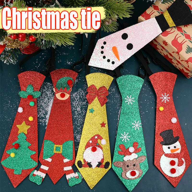 

Christmas Santa Claus Snowman Elk Tie Xmas Tree Felt Tie Merry Christmas Gifts For Kids Costume Accessories Happy New Year 2024